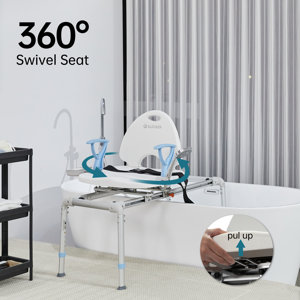 Carousel Bariatric Sliding Transfer Bench With Padded Swivel Seat & Back : Get In & Out Of The Tub